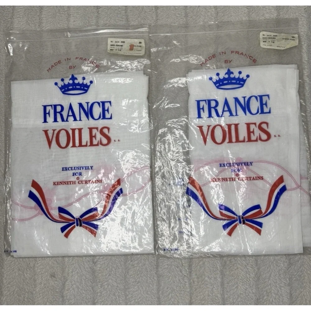 France Voiles For Kenneth Curtains Valance Lot Of 2 Daisy Darling Pink 60 X‎ 12
